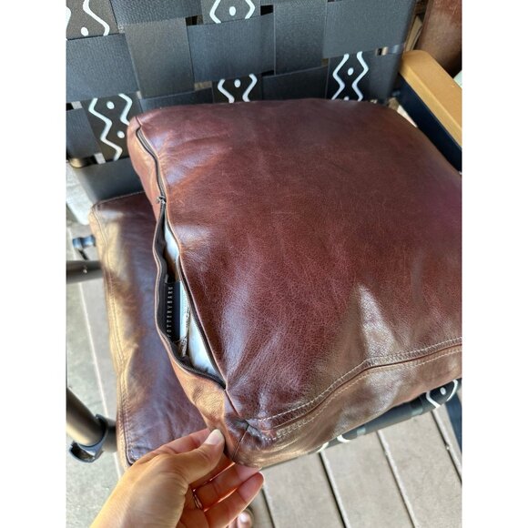 (2) Pottery Barn Leather pillow covers. 18x18 - Picture 5 of 7